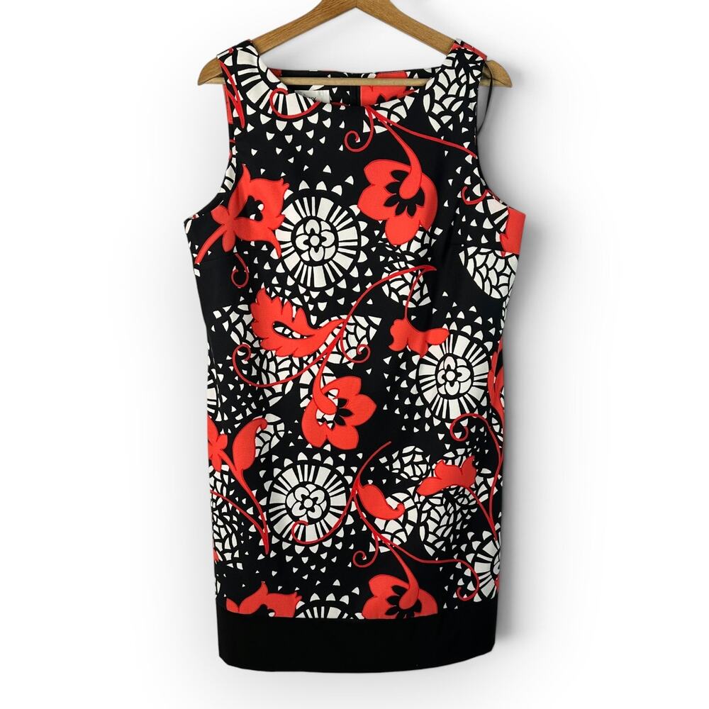 ALYX Shift Dress Size 16 Sleeveless Retro Mod Print Floral Medallion Statement
